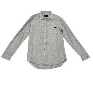 Rusty Mens Long Sleeve Linen Cotton Blend Button Down Shirt Size M Gray